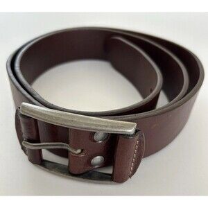 Mara Giordani Belt Sz 40 Genuine Italian Leather Brown Wide Brass Buckle 21266